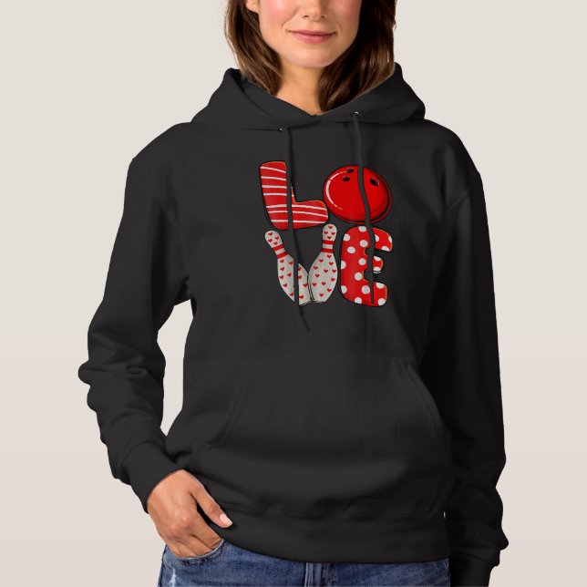 LOVE Bowling Ball & Pins Group Matching Valentine  Hoodie (Front)
