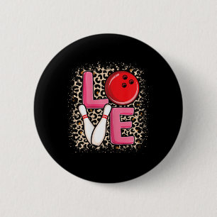 Love Bowling Cute Bowling Women Girls Bowler Button