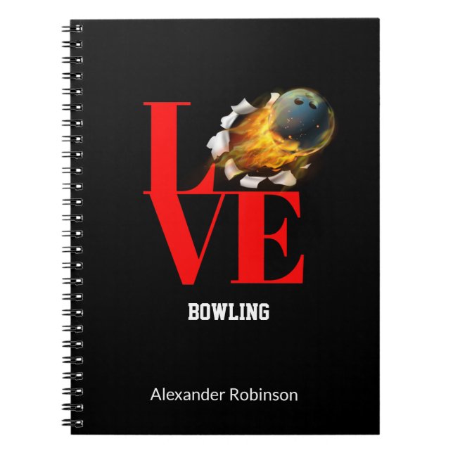 Love Bowling Personalized Sports  Notebook (Front)