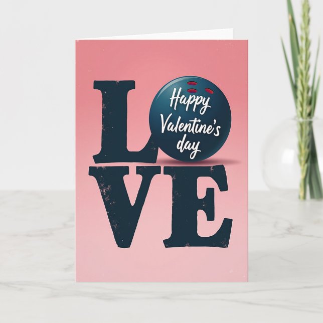 Love Bowling Valentines Day Card (Front)