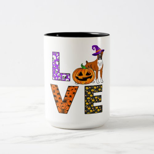 Love Boxer Dog Halloween Costume Dog Owner Lover Two_Tone Coffee Mug