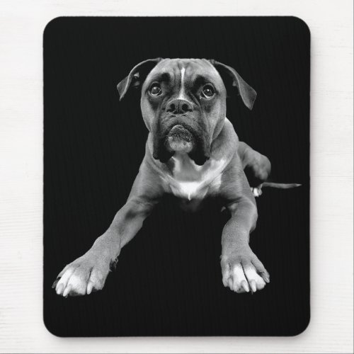 Love Boxer Puppy Dog Black Mousepad