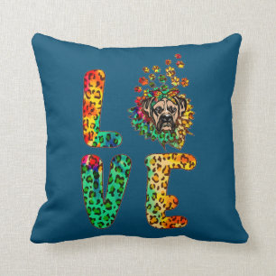 Love Boxer Sunflower Tie Dye Dog Mom Funny Throw Pillow
