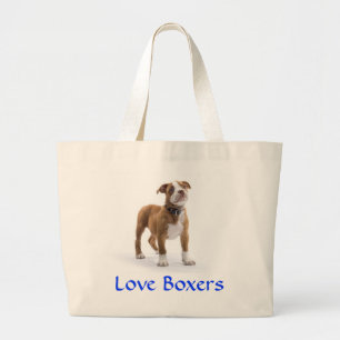 Love Boxers Puppy Jumbo Canvas Tote Bag