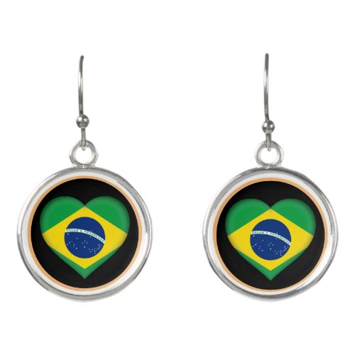 Love Brazil  Brazilian flag fashion heart Earrings