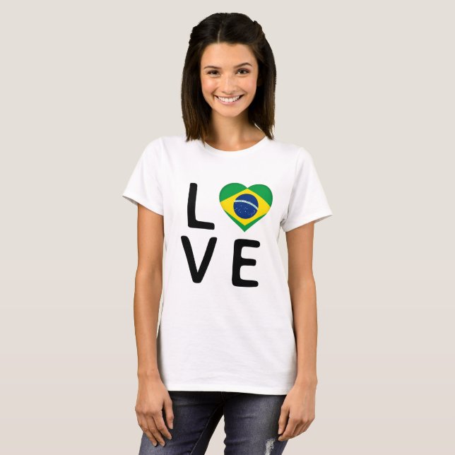 Love - Brazil Flag T-Shirt (Front Full)