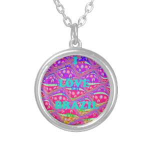 Love Brazil.png Silver Plated Necklace