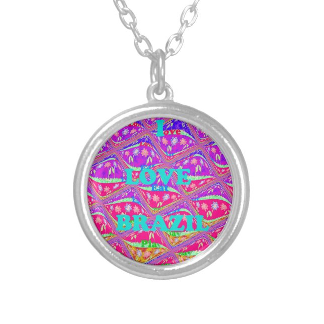 Love  Brazil.png Silver Plated Necklace (Front)
