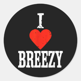 Love Breezy Heart Retro Personalized First Name Classic Round Sticker