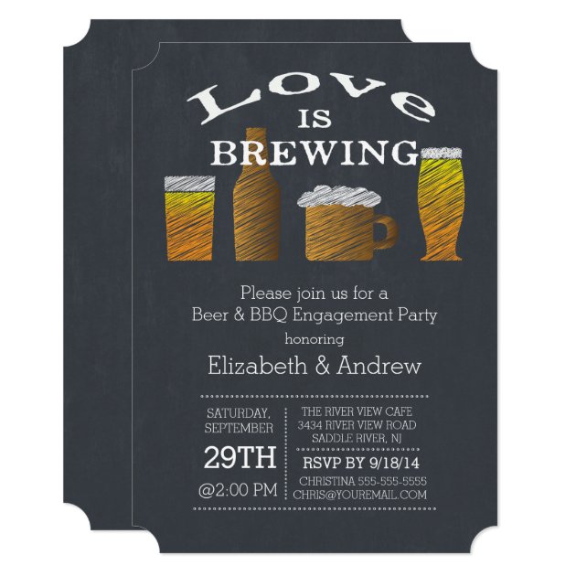Love Brewing Barbecue Engagement Party Invitation