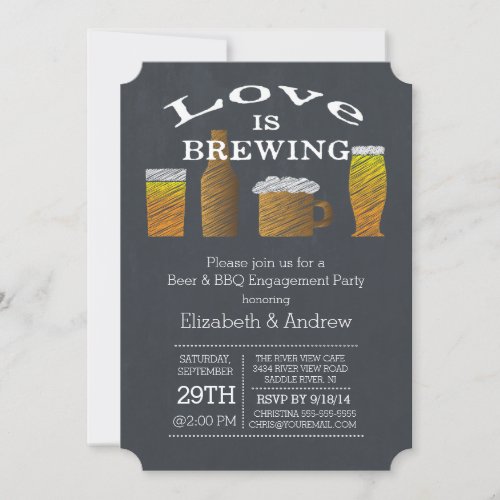 Love Brewing Barbecue Engagement Party Invitation Personalized Announcement
