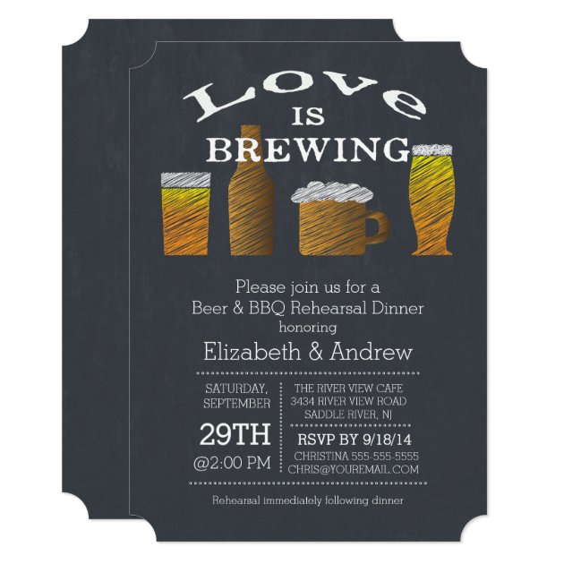 Love Brewing Barbecue Rehearsal Dinner Invitation