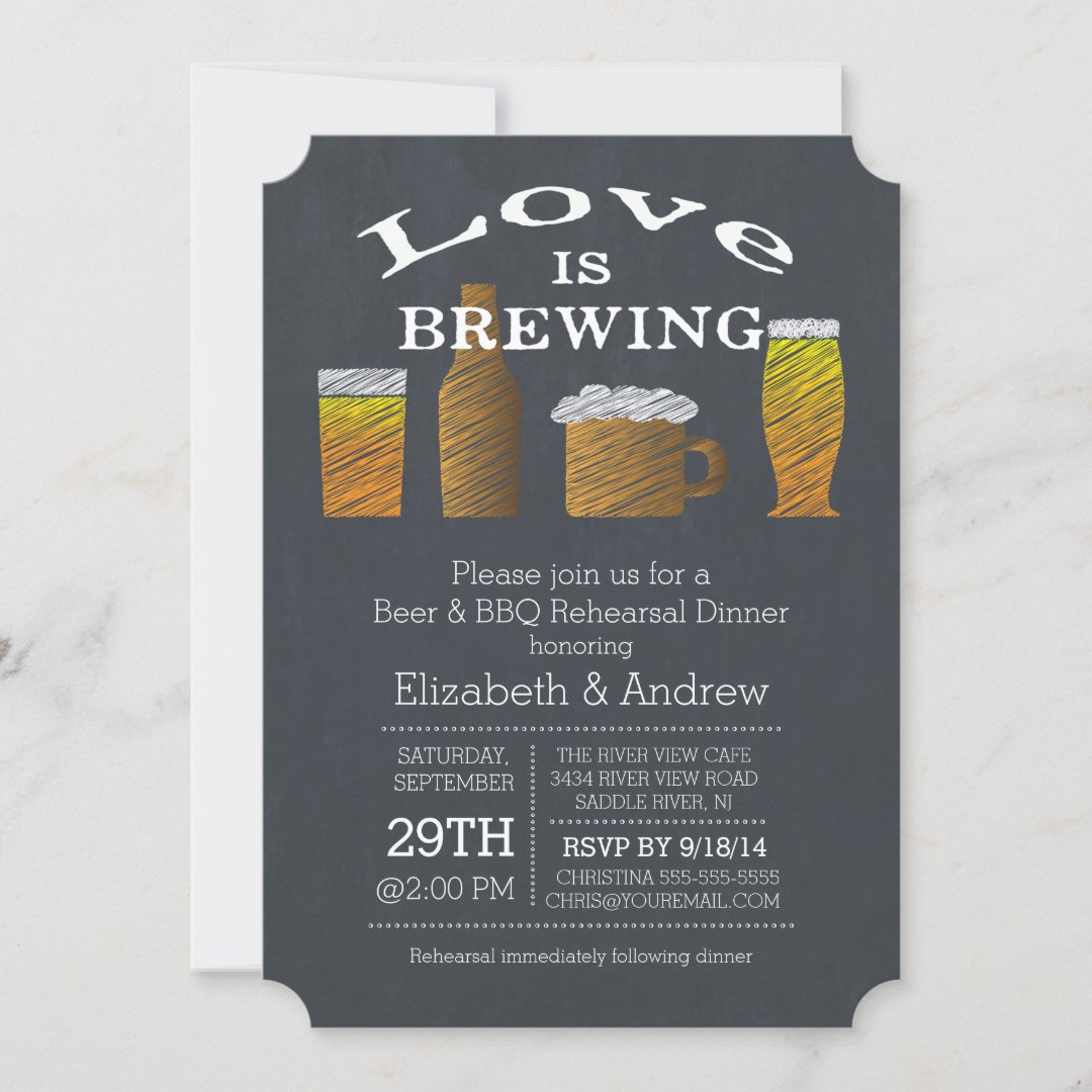 Love Brewing Barbecue Rehearsal Dinner Invitation Zazzle