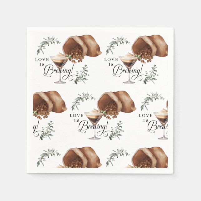 Love Brewing | Espresso | Martini | Bridal Shower  Napkins (Front)