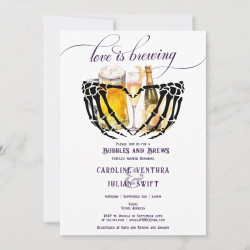 Love Brewing Gothic Bubbles  Brews Couples Shower Invitation