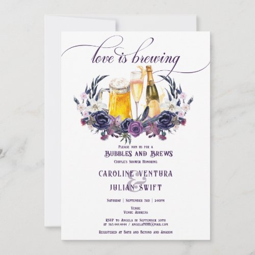 Love Brewing Gothic Bubbles Brews Couples Shower Invitation
