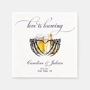 Love Brewing Gothic Bubbles & Brews Couples Shower Napkins