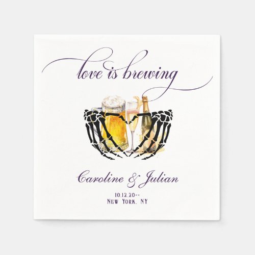 Love Brewing Gothic Bubbles  Brews Couples Shower Napkins