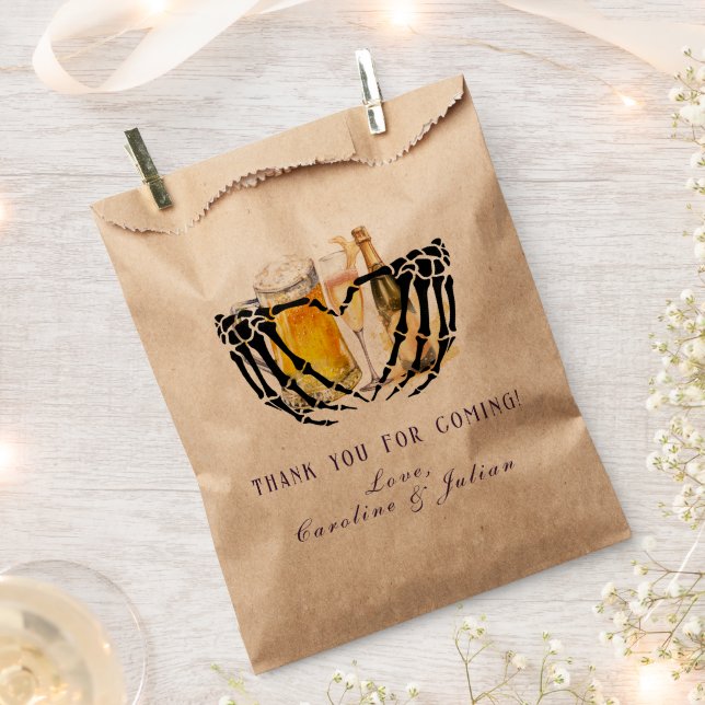 Love Brewing Gothic Bubbles & Brews Wedding Shower Favor Bag (Clipped)