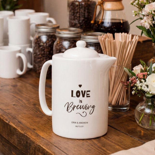 Love Brewing Personalized Wedding Cofee Tea Teapot (Creator Uploaded)