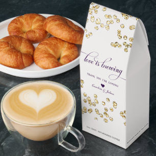 Love Brewing Script Gold Confetti Couples Shower Roasted Coffee