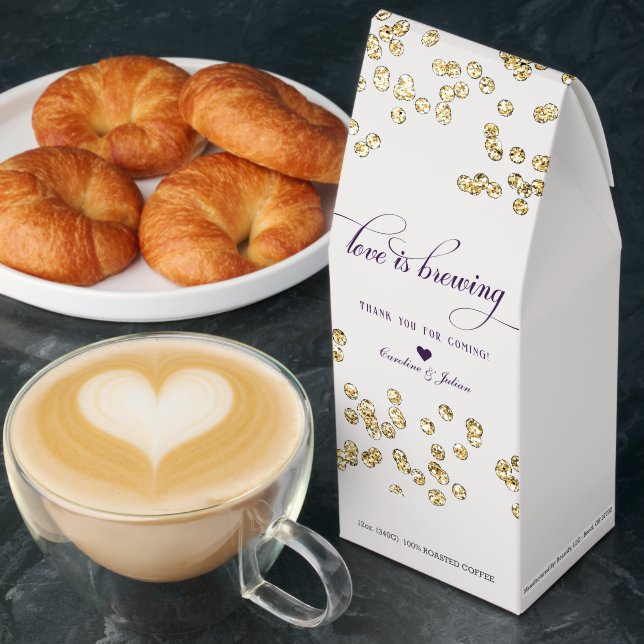 Love Brewing Script Gold Confetti Couples Shower Roasted Coffee (Breakfast)