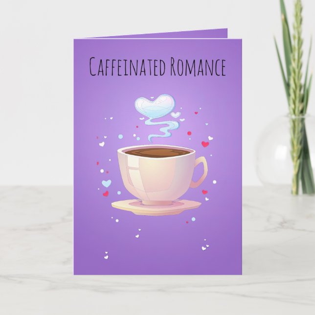 Love Brews Eternal - Whimsical Valentine's Coffee Holiday Card (Front)