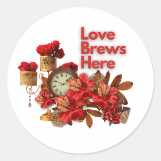 Love Brews Here - Celebrate Love This Valentine's Classic Round Sticker