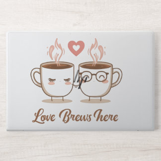 Love Brews Here – Cute Romantic Coffee Couple  HP Laptop Skin