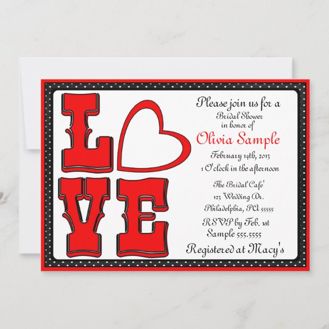 Love Bridal Shower Invitation (Front)