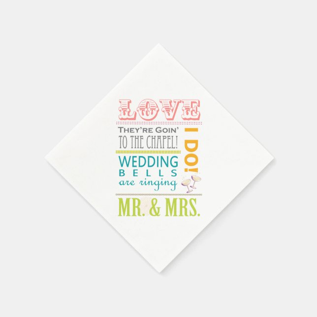 Love Bridal Shower Party Napkins, I Do! Mr & Mrs Napkins (Corner)