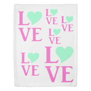 Love Bride & Co Pink And Mint Wedding Home Decor Duvet Cover