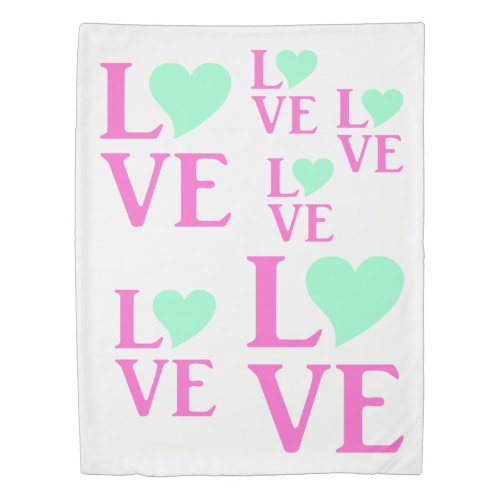 Love Bride  Co Pink And Mint Wedding Home Decor Duvet Cover