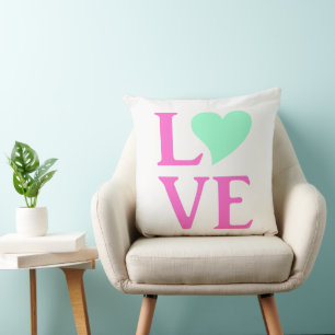 Love Bride & Co Pink And Mint Wedding Home Decor Throw Pillow