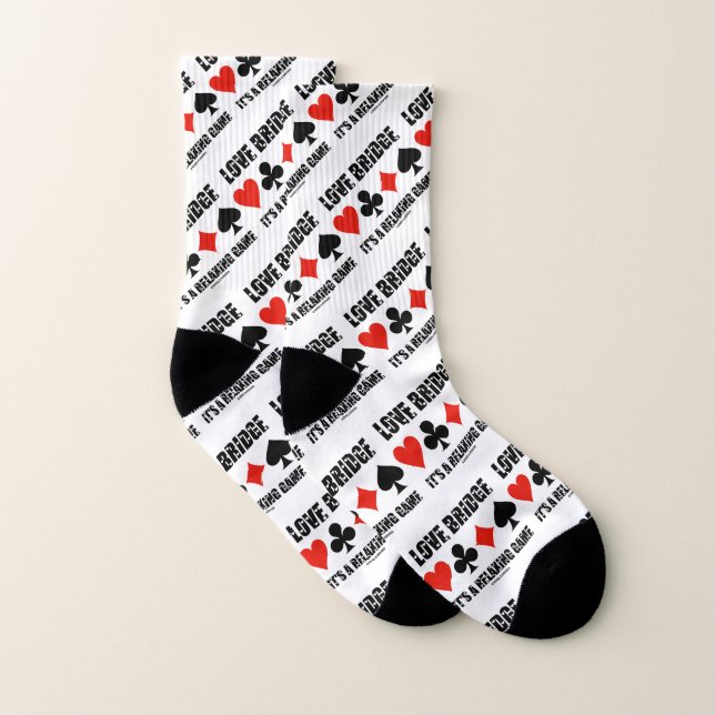 Love Bridge It's A Relaxing Game Four Card Suits Socks (Pair)