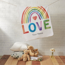 LOVE Bright Color Rainbow Watercolor Modern Chic