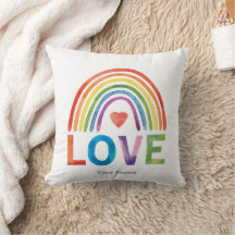 LOVE Bright Color Rainbow Watercolor Modern Chic