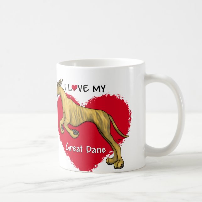 Love Brindle Great Dane Coffee Mug (Right)