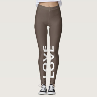 Love Brown Monochrome Classic Text Leggings