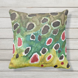 Love Brown Trout Fishing Outdoor Pillow