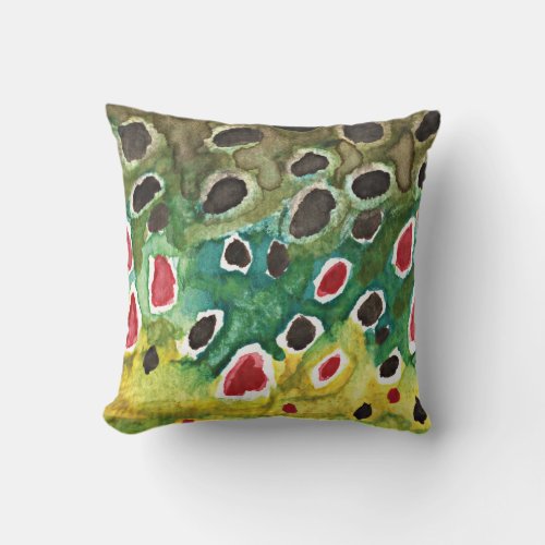 Love Brown Trout Fishing Throw Pillow