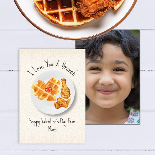 Love Brunch Pun Waffle Classroom Photo Valentine Card