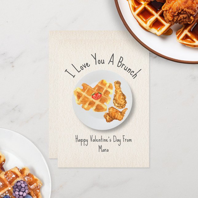 Love Brunch Pun Waffle Classroom Valentine Card (Creator Uploaded)