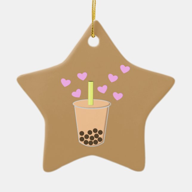 Love Bubble Tea Ceramic Ornament (Front)