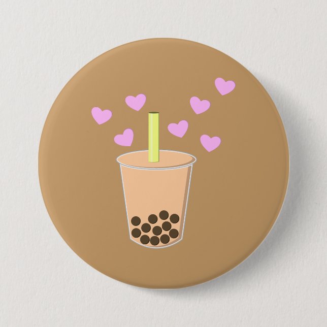 Love Bubble Tea Pinback Button (Front)