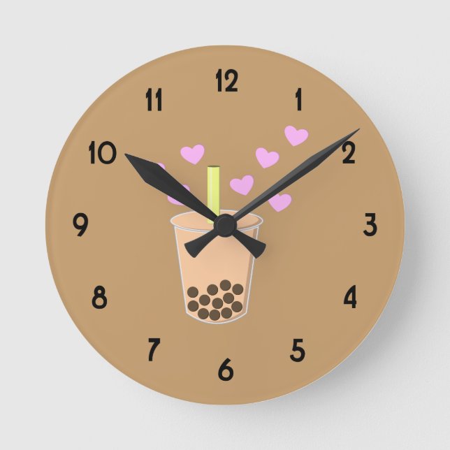 Love Bubble Tea Round Clock (Front)