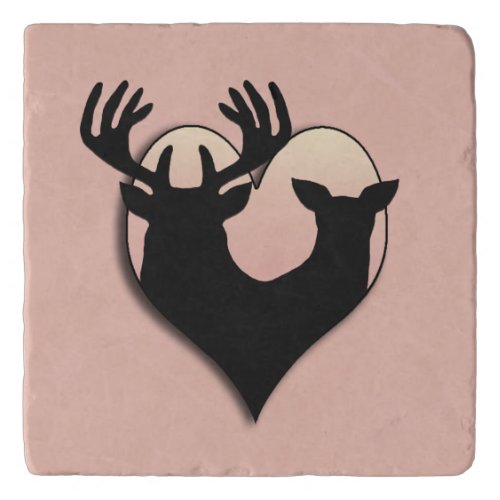 Love Buck and Doe Whitetail Deer Trivet