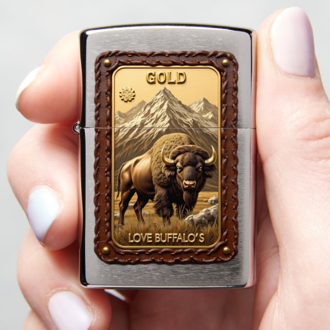 Love Buffalo's Golden Plains Frontier Zippo Lighter (In Hand)