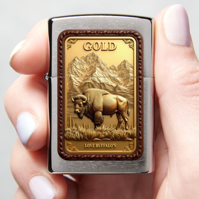 Love Buffalo's Prairie Monarch Gold Zippo Lighter (In Hand)