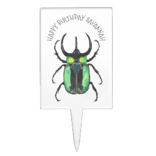 Love Bug Atlas Beetle Birthday Cake Topper